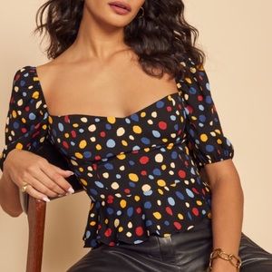 Reformation Aimee Polka Dot Top